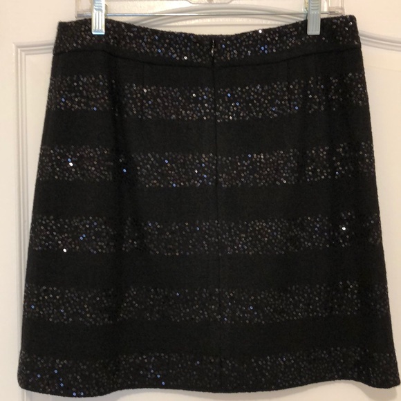 Womens Black Sequined Striped Skirt - Picture 2 of 3